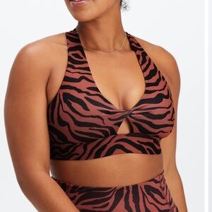 Fabletics Set Brown and Black Zebra Print Leggings & Bra